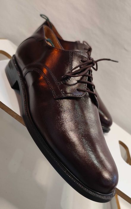 Pantofi derby 44 44.5 plain toe FRETZ MEN piele naturala moale maro