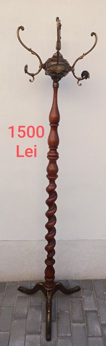 Cuier de perete / Podea / Pom Vintage din lemn masiv sculptat