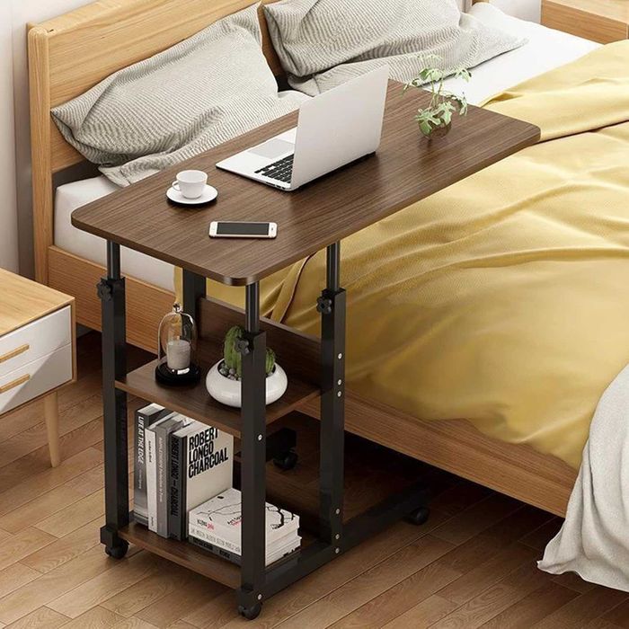 Маса с регулируема височина, компютърно бюро колела 80 см на 40 см,