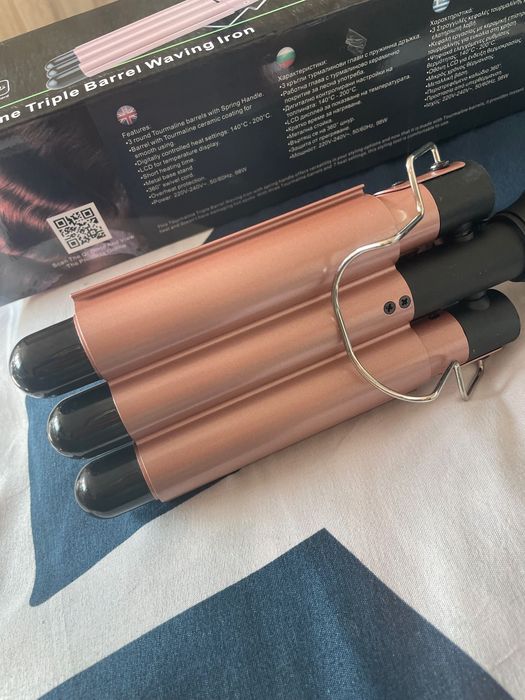 Ретро преса Oliver Voltz OV51102D, 60W, Керамика и турмалин, 140-200C, LED дисплей, Черен/розовозлатист
