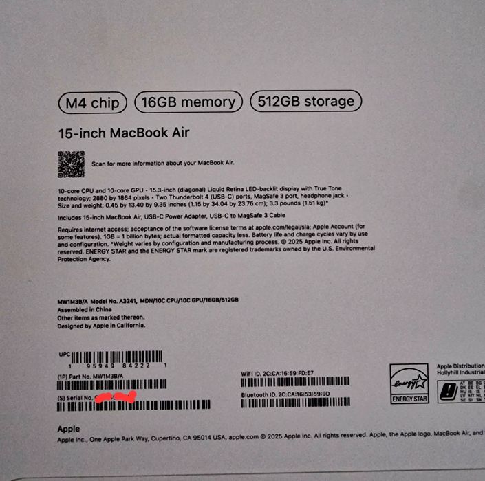 Apple Macbook 15  M4 2025
