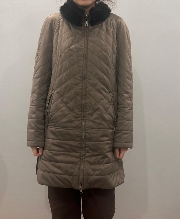 стеганная  куртка с норковым воротником