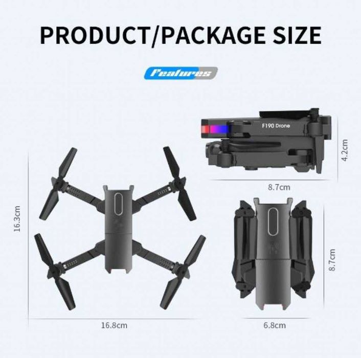 Дрон F190 с 4K камера, LED светлини и WiFi. Перфектният подарък.