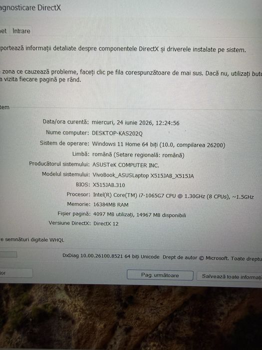Laptop ASUS X515JA i7-1065G7 16GB RAM 512GB SSD Full HD Baterie 85%
