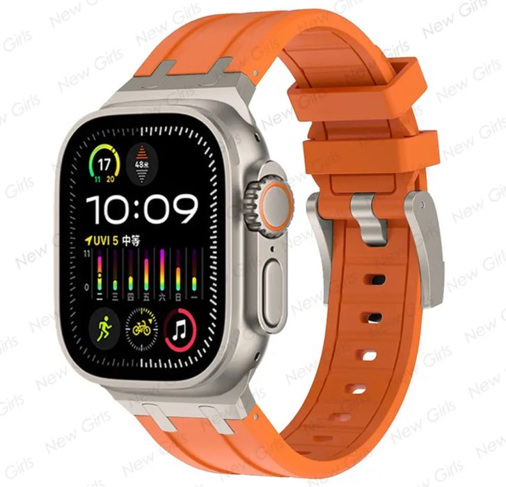 Husa Curea Silicon Titaniu Cablu Ceas Apple Watch 6 7 8 9 10 11 ULTRA