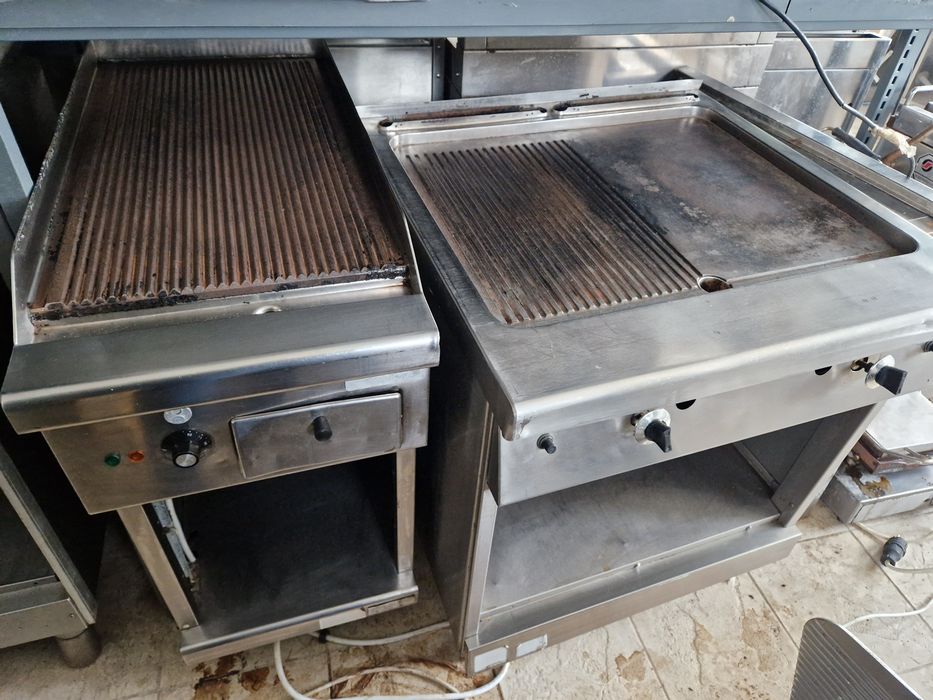 Gratar pe curent sau gaz cu banc, din inox, cu suport, sau electric