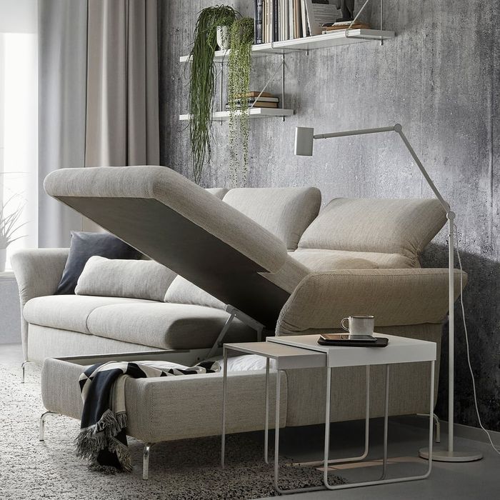 Canapea FAMMARP 3 locuri cu şezlong, stanga metal/Viarp bej/maro