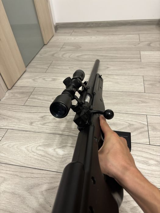 Pușcă Airsoft Sniper Bolt Action – 2.5–3 J + Lunetă 4x32