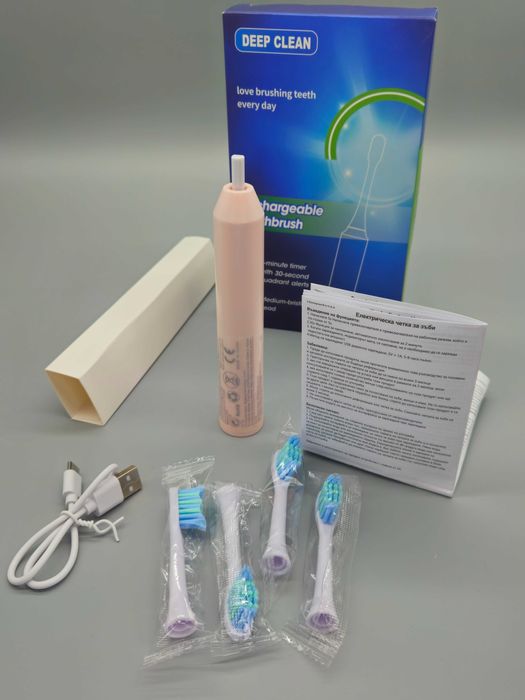 Електрическа акумулаторна четка за зъби Deep Clean + 4 броя накрайници