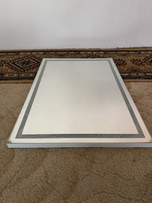 Oglindă LED baie 80x56 cm, iluminare perimetrală, touch, design modern