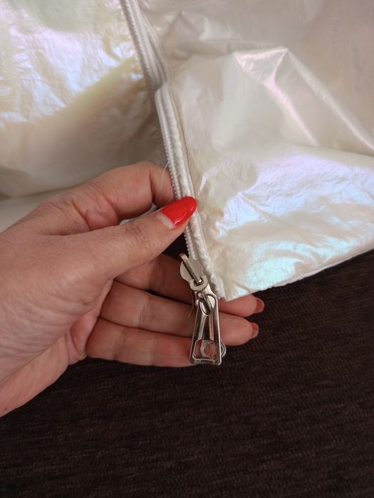 Дамско бяло късо яке  с две лица.