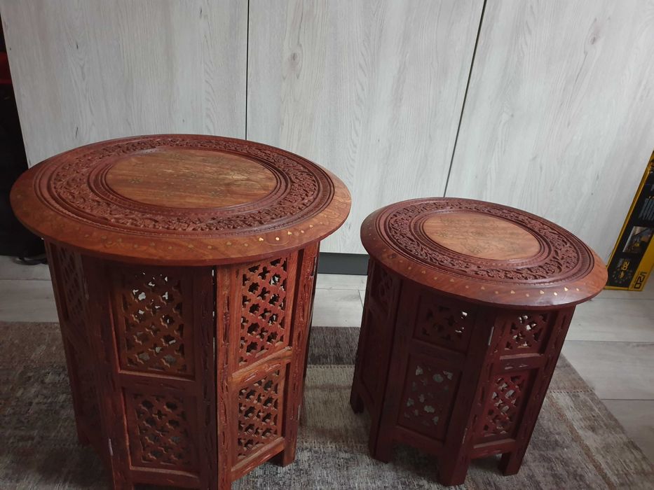 Set  2 masute antice in stil oriental,lucrate manual