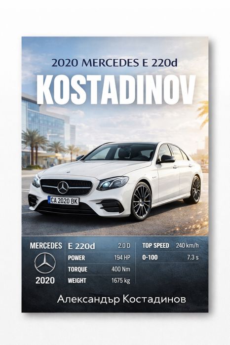 Автомобилен постер с ВАШАТА кола и име | Перфектен подарьк