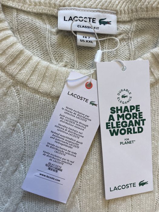 Pulover barbati gros/iarna/100% lana Lacoste XXL nou cu eticheta