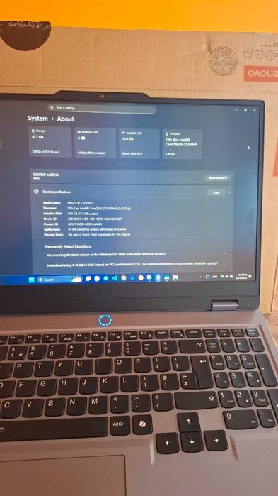 Lenovo Loq Core i5-12450HX  Ram 12 / 512 GB  RTX 20/50