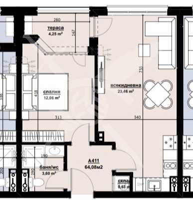 Двустаен в Хоризонт