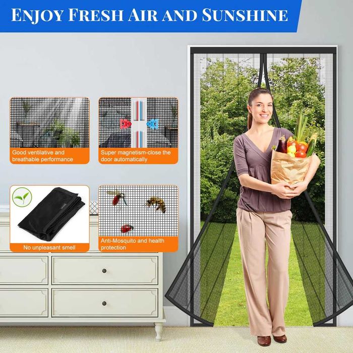 Plasă magnetică MYCARBON pentru ușă balcon, 110x200cm, negru