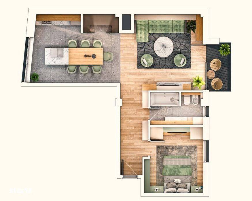 Apartament 2 camere, 64 mp utili, posibilitate finisare, zona Podului — fotografia 3