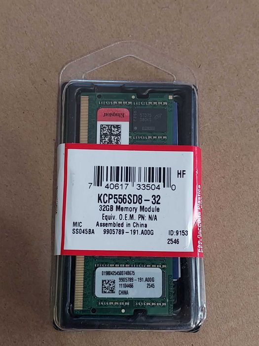 32GB 5600MT/s CL46 - KIngston (SO-DIMM - RAM за лаптоп) - НОВА!