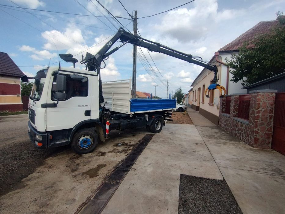 Man tgl 12.180 basculabil kipper si macara