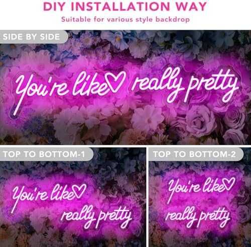 LED неонов надпис You're Like Really Pretty 82см розов USB знак стена