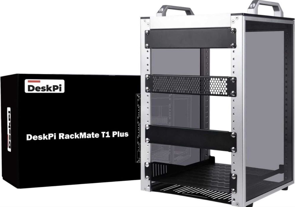GeeekPi 8U Server Rack Cabinet DeskPi RackMate T1 Plus,Rack rețea 10 inch pentru servere, rețea, echipamente AV, 10.23 inch 260 mm Adâncime (Argintiu)