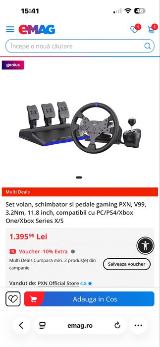Volan gaming pxn v99 forcefeedback (nu logitech, thrustmaster, moza)