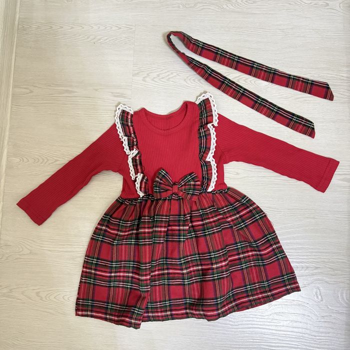 Новогоднее платье для девочки, красное, Yangi Yil koylagi qizil rangda