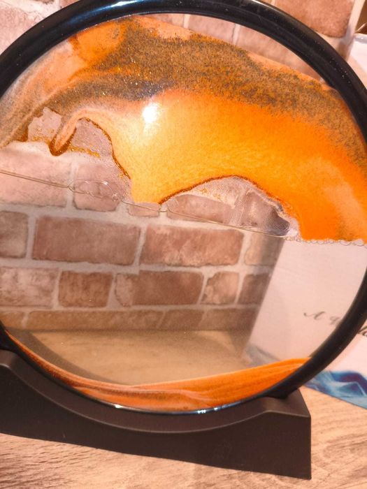 decor birou aoderun – clepsidră 3d cu nisip, 28 cm, portocaliu