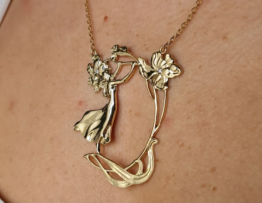 Colier din aur galben 14 cu diamante naturale