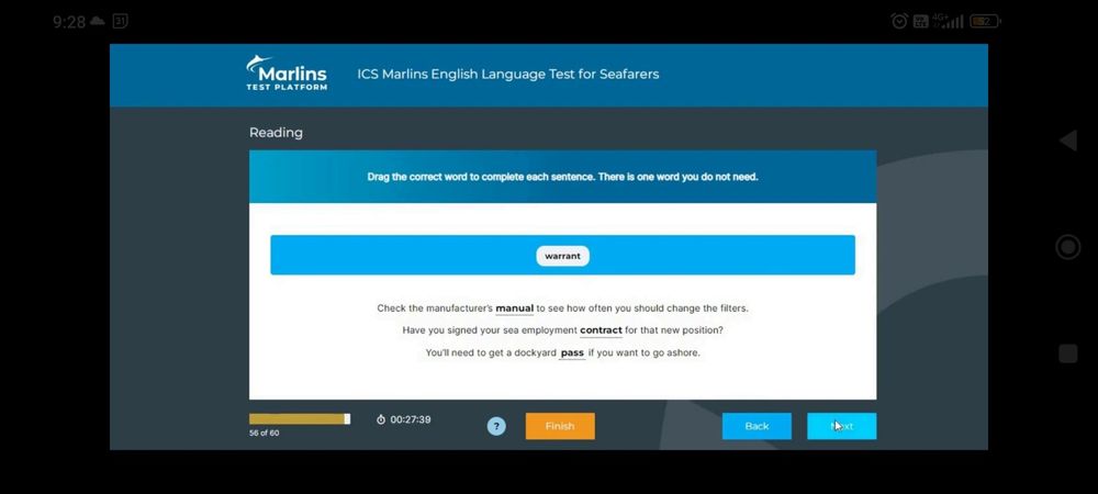 Marlins test -подготовка