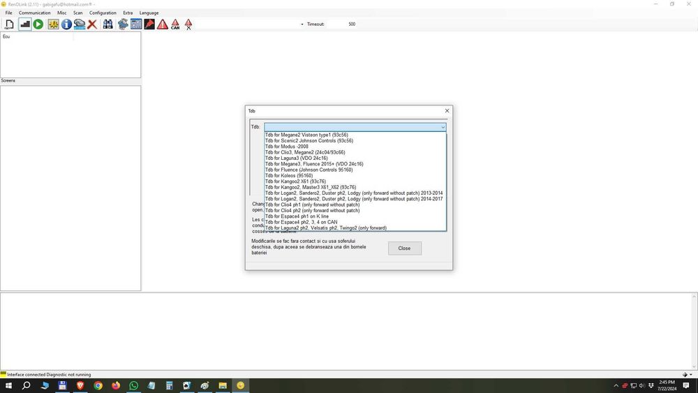 Interfata vLinker FS cu licenta Renolink v2.11 database 2024 + ddt4all