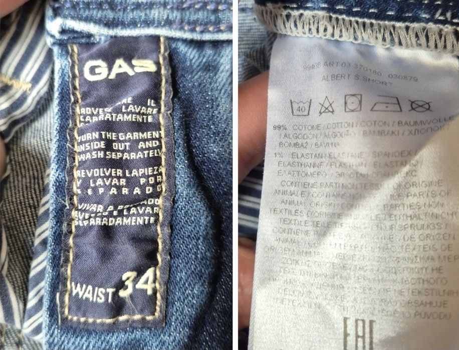 Blugi/shorts Gas, model Albert Slim, mărimea W34 (Fit W32)