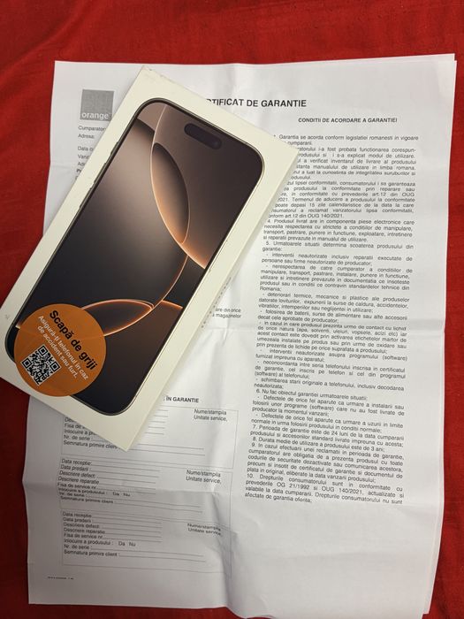 Iphone 16 PRO desert titanium ca nou factura/garantie 12 luni Orange R