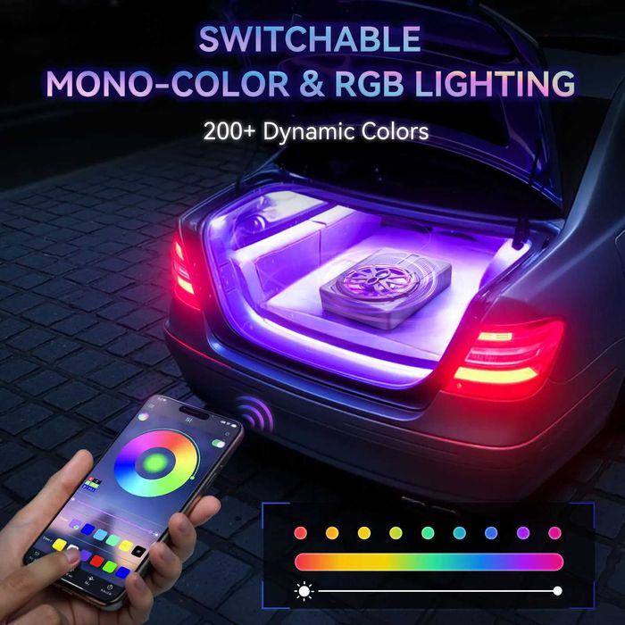 Компактен 10” автомобилен 800W активен субуфер с RGB  и дистанционно