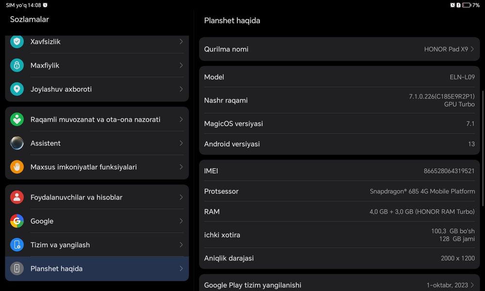 ·Новый Планшет Honor Pad X9 срочно