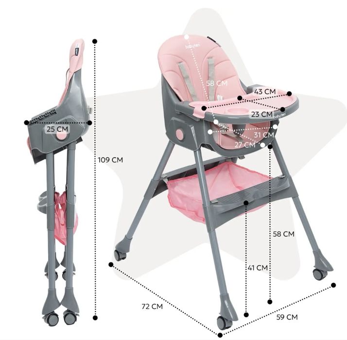 Стульчик для кормление розовый
