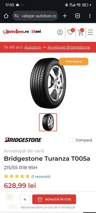 Anvelope Vara 215 55 R18 Bridgestone Turanza ca noi