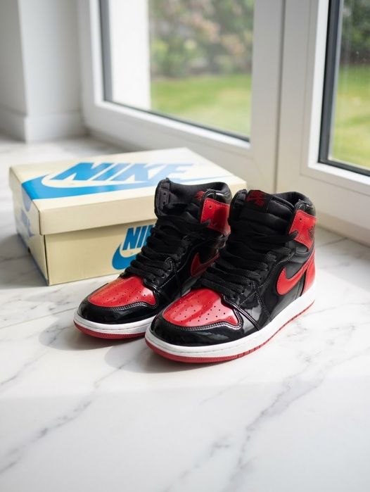 Adidasi Jordan 1 High Patent Bred - OG - Premium - Unisex