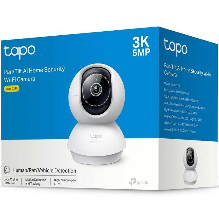 Camera de supraveghere Smart TP-Link Tapo C230 cu Pan/Tilt 360 grade, 5MP, 3K, 2880x1620, Utilizare Baby Monitor, Wireless, Night Vision, etc