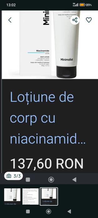 Loțiune de Corp cu niacinamida,hidratare,refacere piele