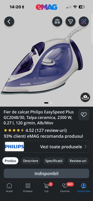 Vand Fier de calcat PhilipsEasySpeed Plus 2300W talpa ceramica