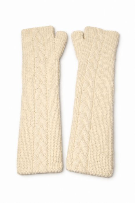 Нови дълги бели плетени ръкавици без пръсти