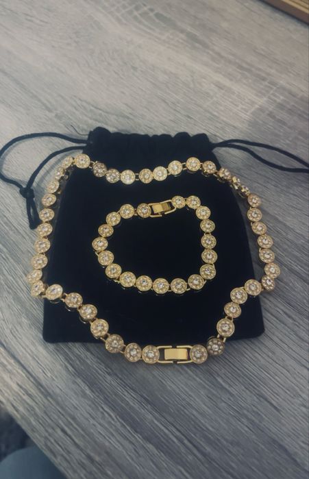 Set tennis colier-brățară gold stil swarovski