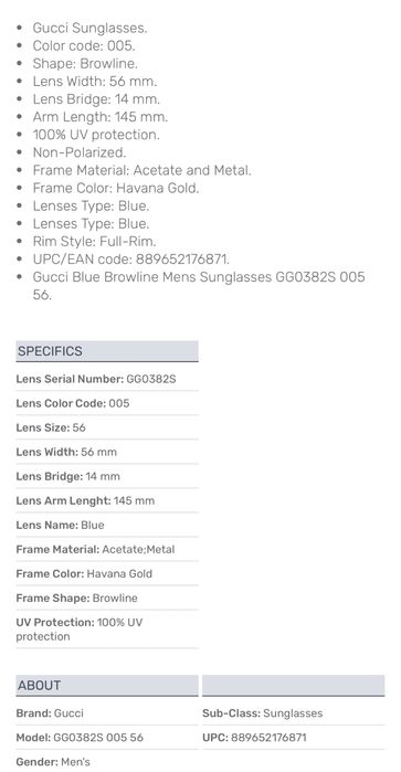 Ochelari de soare unisex Gucci linia albastră maro originali