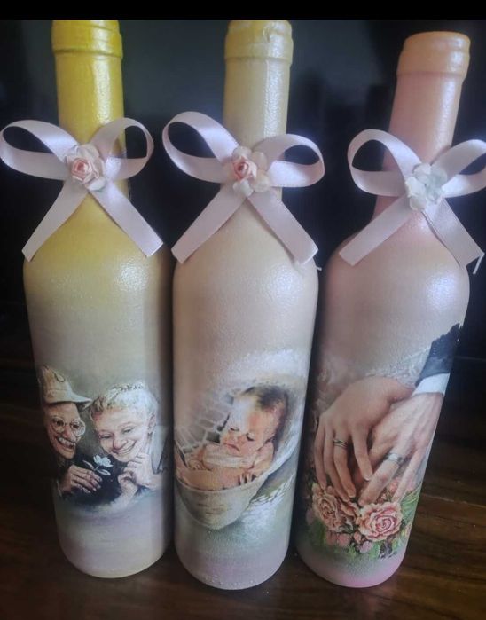 Комплект Ръчно рисувани бутилки за наричане