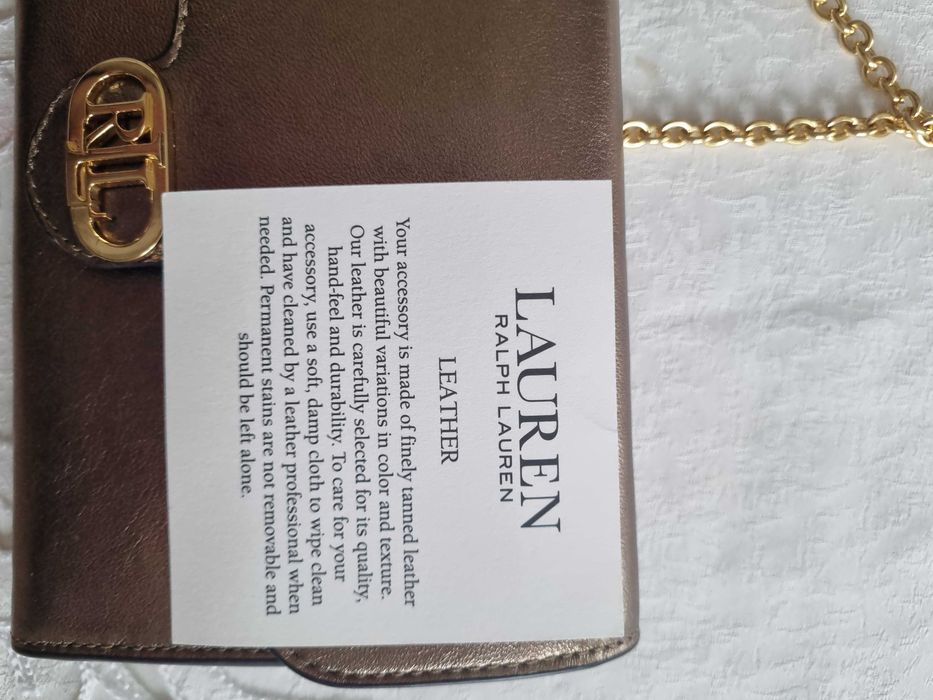 Оригинална кожена чанта Lauren Ralph Lauren Adair Crossbody (Металик)