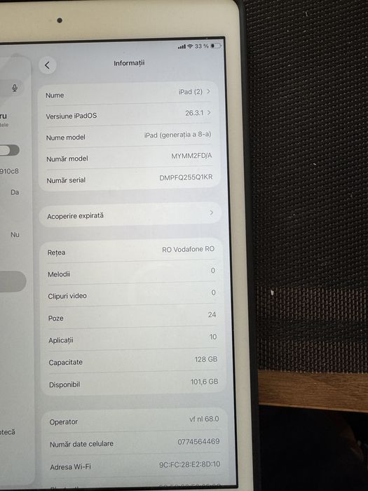 Vand ipad gen 8 /128gb alb