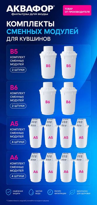 Комплекты сменных модулей AQUAPHOR для фильтров-кувшинов