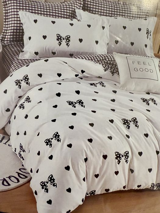 Set complet lenjerie de pat din finet